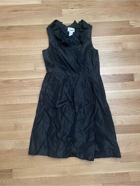 J. Crew Black Sleeveless Ruffle-Neck A-Line Dress